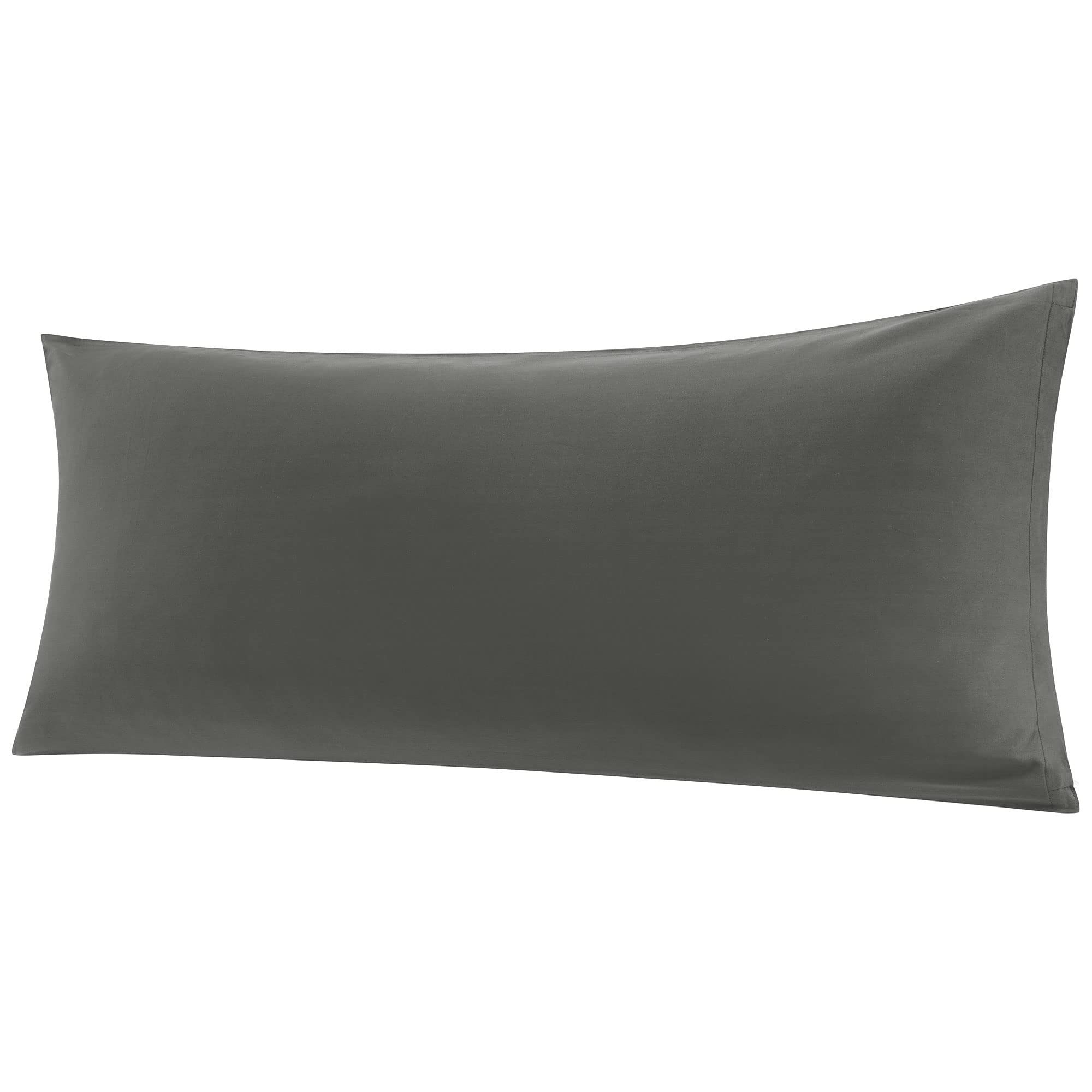 PiccoCasa 400-Thread-Count Cotton Body Pillow Case - 20x60 Inches Dark Gray with Zipper Closure | Ultra Soft & Breathable Cover for Pregnancy, Nursing, Lounging & Sleep Support