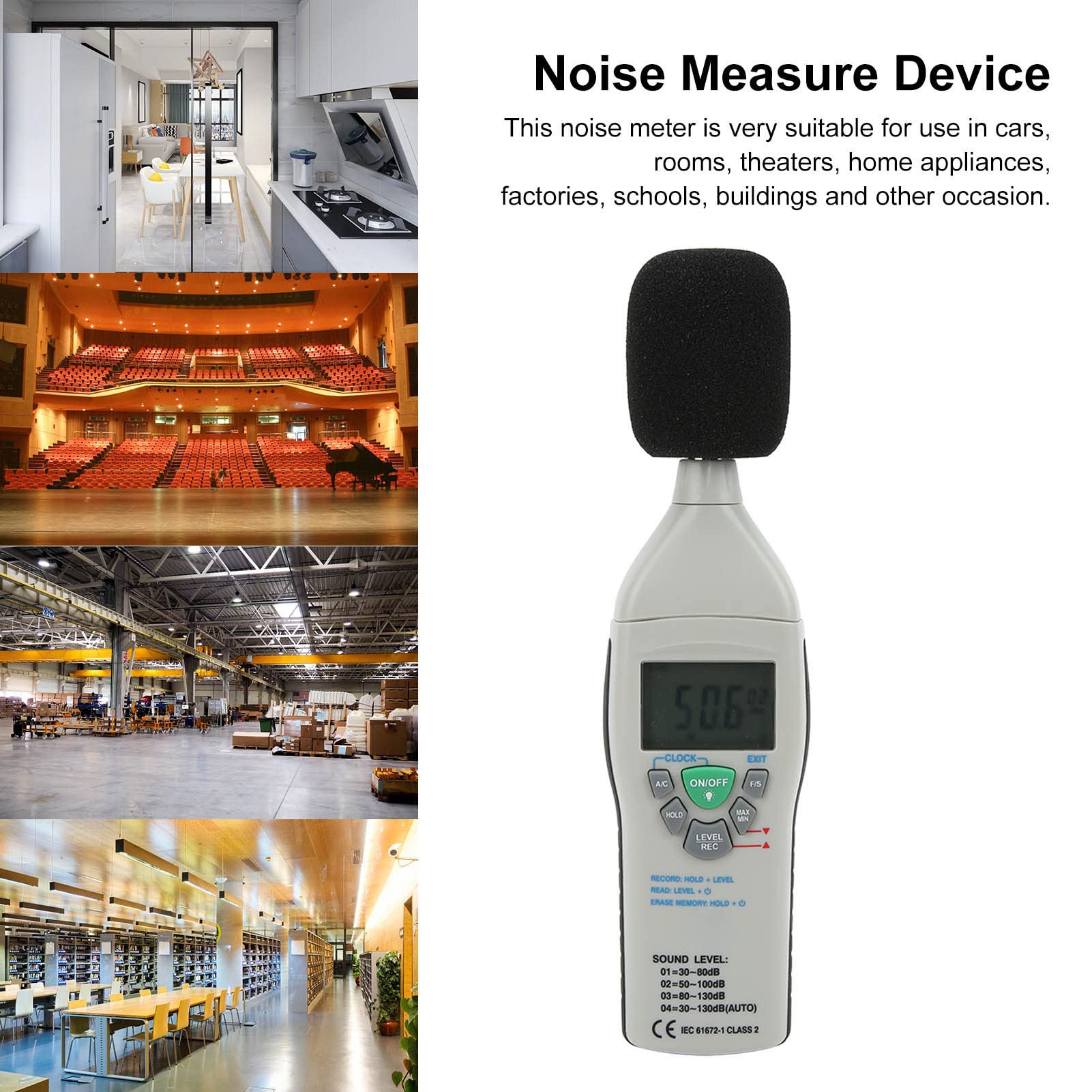 Professional Digital Decibel Meter - Accurate Sound Level Noise Measurement Device with LCD Backlight | Perfect for Factories, Cinemas, Industrial & Home Use (dB Tester for Workplace Safety, Audio Engineering)