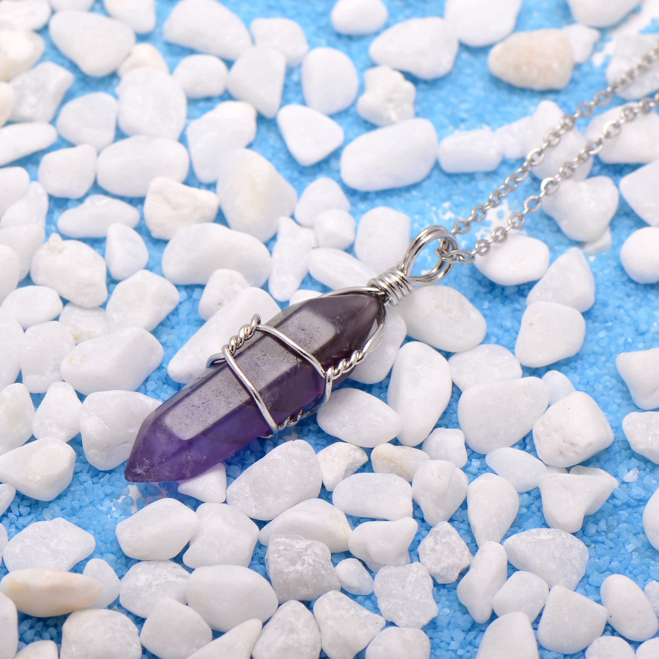 Paialco Hand-Wired Natural & Created Crystal Point Chakra Healing Pendant Necklace | Energy Balancing Spiritual Jewelry for Meditation, Yoga & Reiki