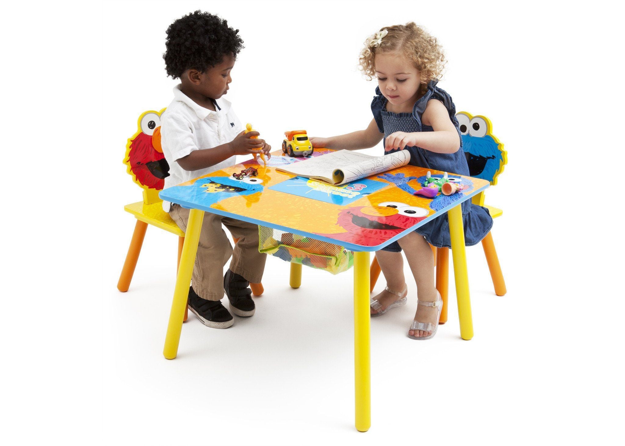Sesame Street Kids Table and Chair Set with Storage - Toddler Learning & Play Furniture for Classroom, Daycare or Home Playroom