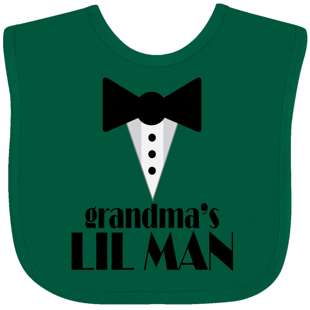 Inktastic Grandma's Lil Man Baby Bib - Soft Cotton Drool Bib for Infants & Toddlers - Perfect for Feeding, Teething & Messy Playtime