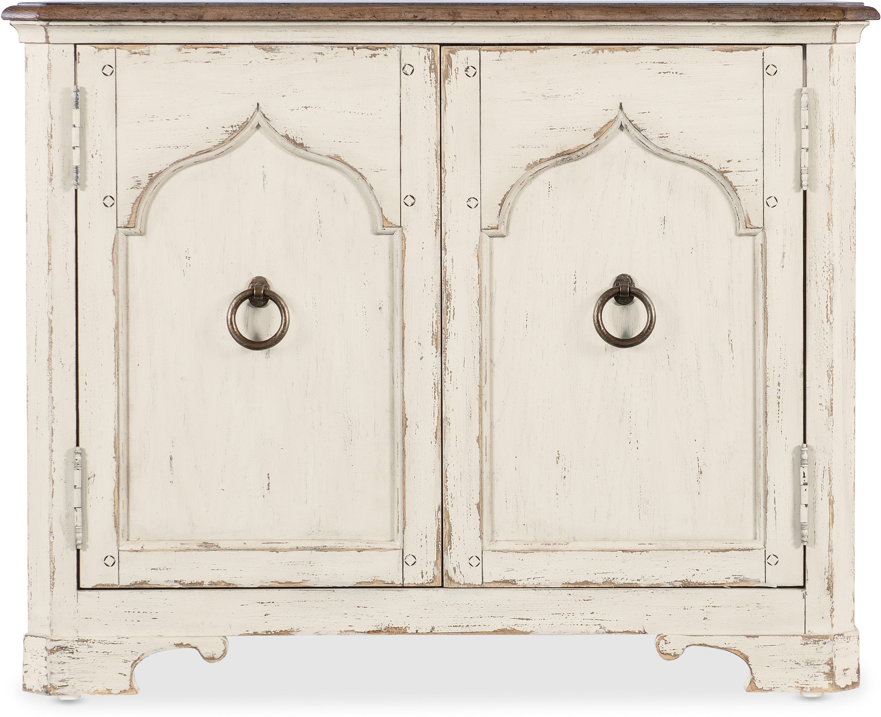 Americana Two Door Nightstand in White, Cream & Beige - Stylish Bedroom Storage for Small Spaces