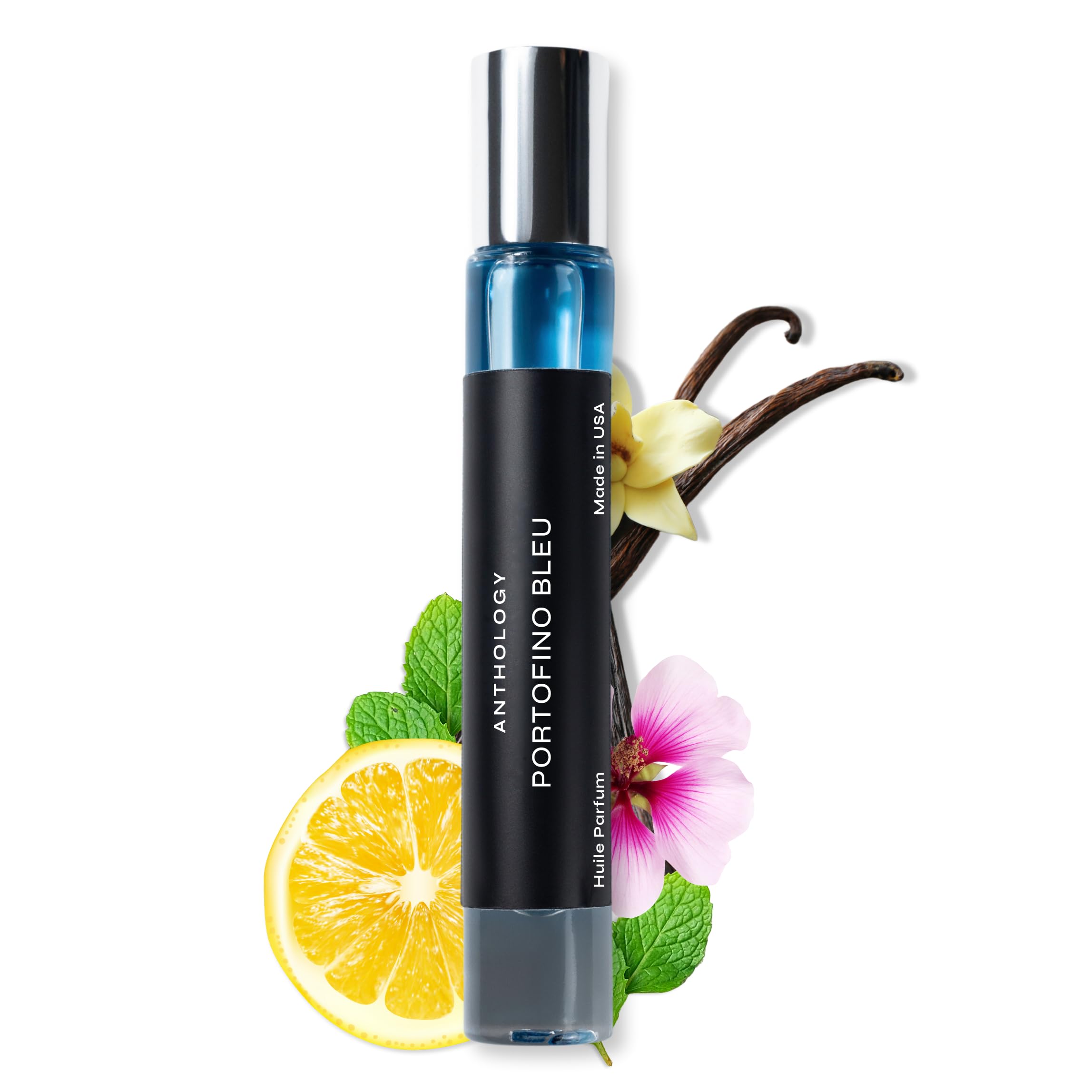 Anthology Portofino Bleu Roll-On Perfume Oil 0.3 oz (9ml) - Citrus, Mint & Vanilla Scented Alcohol-Free Fragrance | Travel Size Rollerball Perfume for Women | Perfect for Daily Wear, Office & Travel