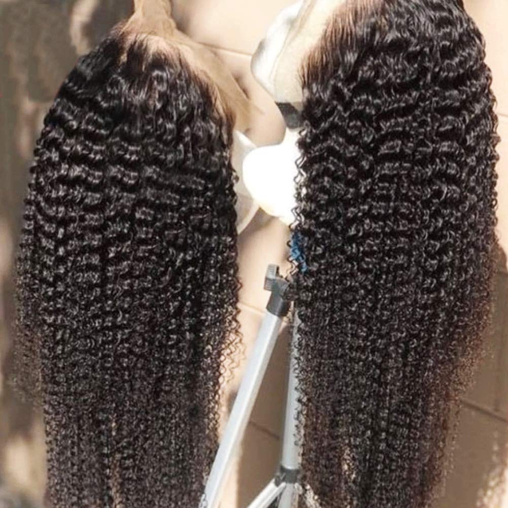 150% Density 9A Remy Brazilian Human Hair Wig for Black Women - Kinky Curly 360 Lace Frontal Wig with Baby Hair & Pre-Plucked Hairline | Deep Curly 12