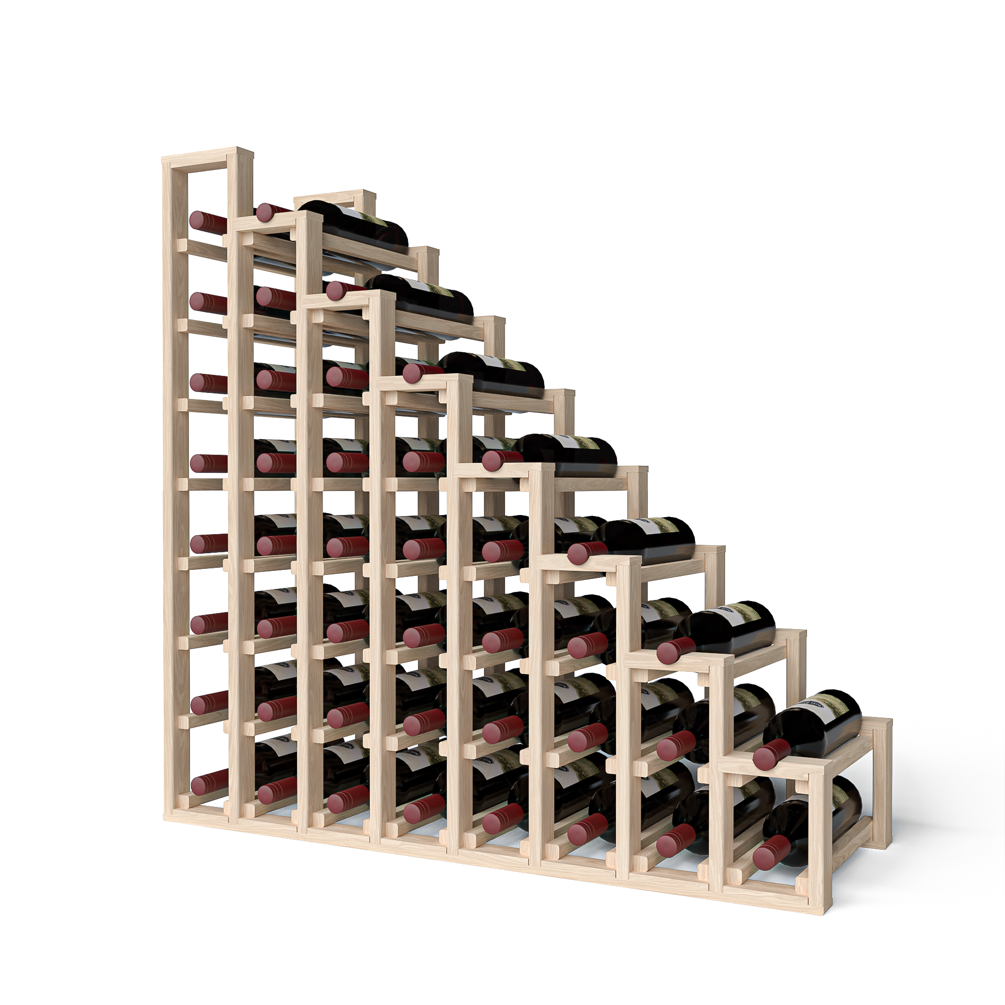 GrandCellar™ 8 Column Full Depth Waterfall Wine Rack - 36 Bottle Capacity | Premium Wooden Wine Storage for Home, Restaurant & Wine Cellar Organization