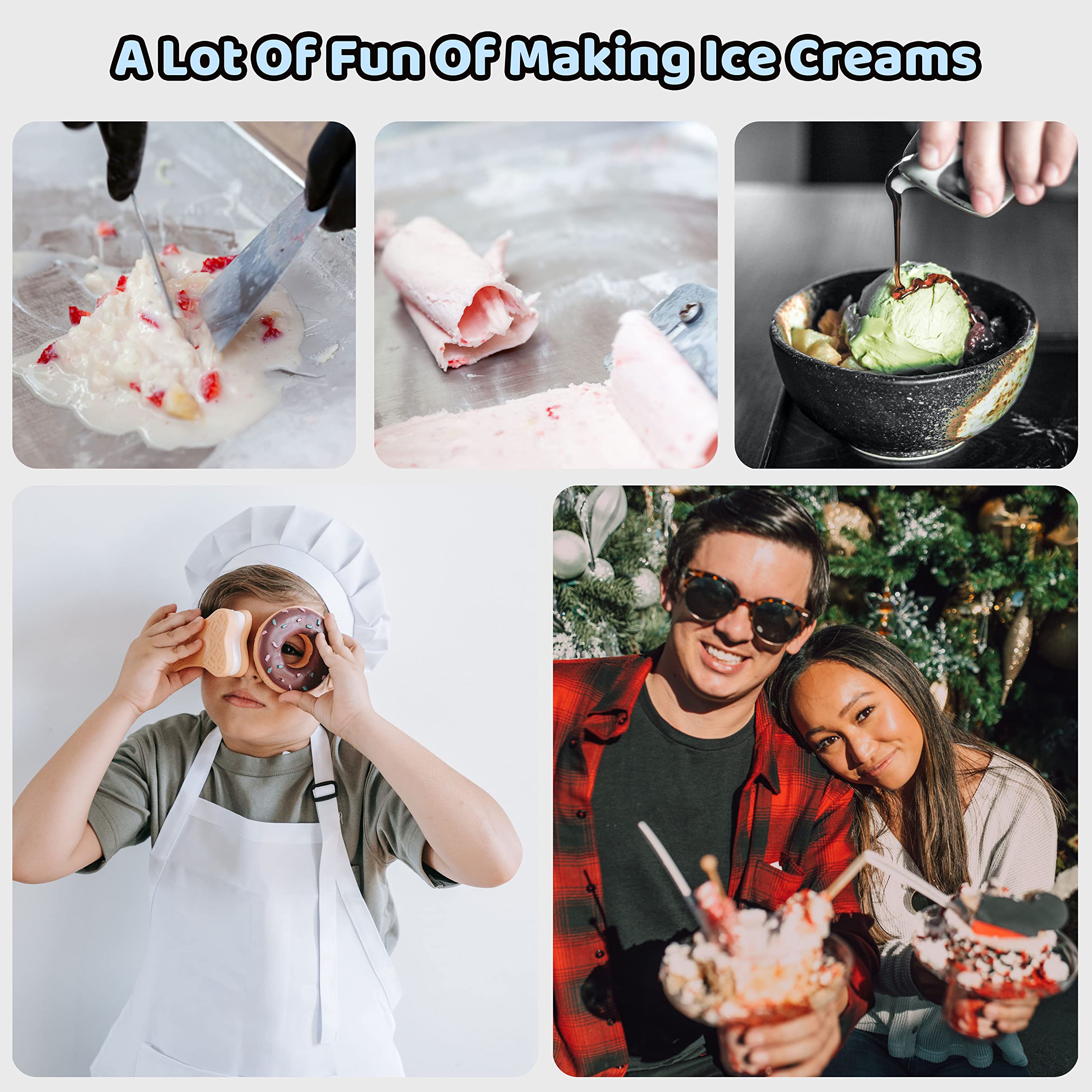 JoyMech Instant Gelato Maker - Electric Rolled Ice Cream Machine with Cold Plate, Perfect for Homemade Thai Rolled Ice Cream, Dessert Shops & Party Treats (Lavender)