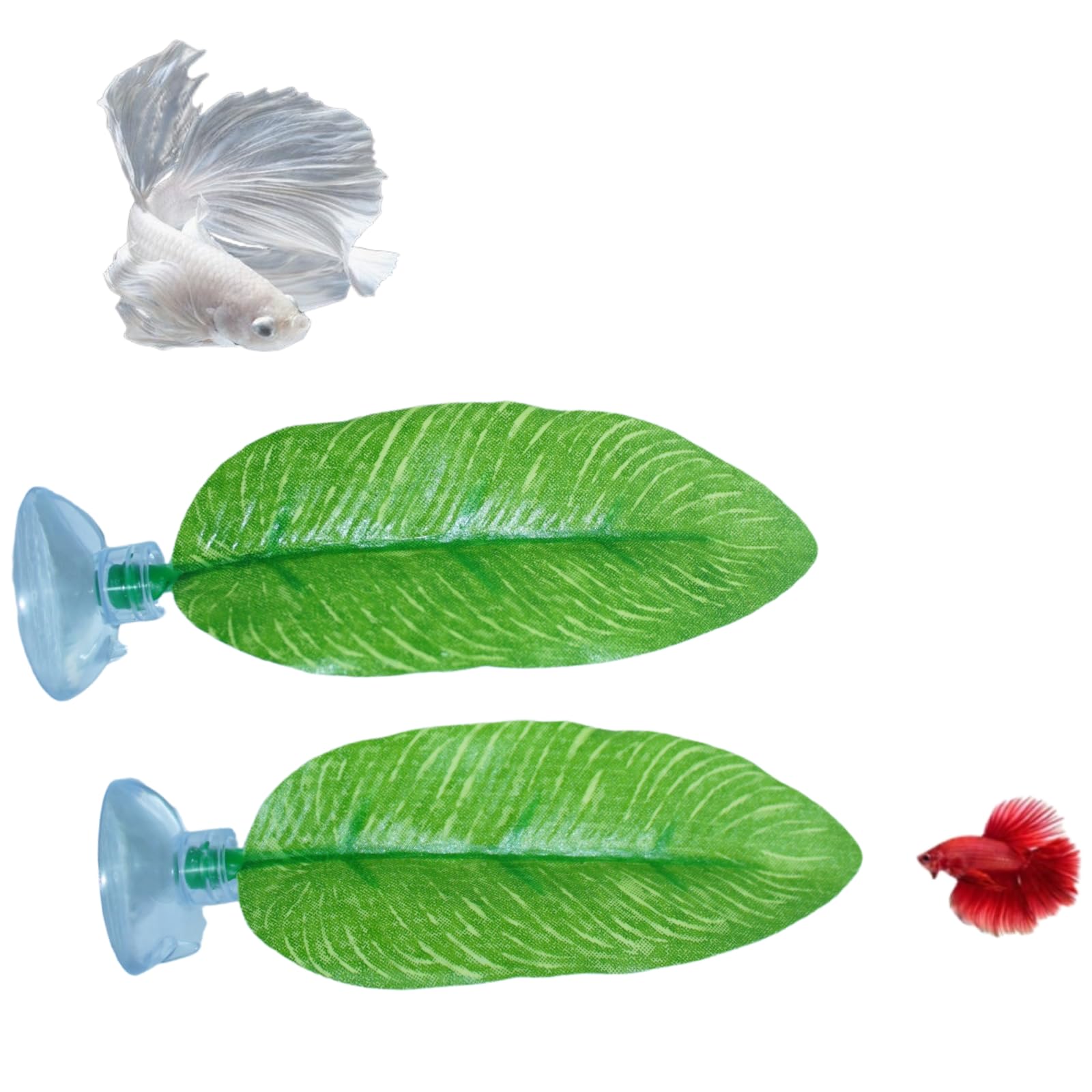 DOBA No Wire Betta Bed Leaf Hammock - Realistic Silk Betta Fish Lounger & Hideout - Lightweight Plastic Aquarium Plant for Fish Tank Decor (1pc, Green) - Perfect for Betta Fish Resting & Tank Aesthetics
