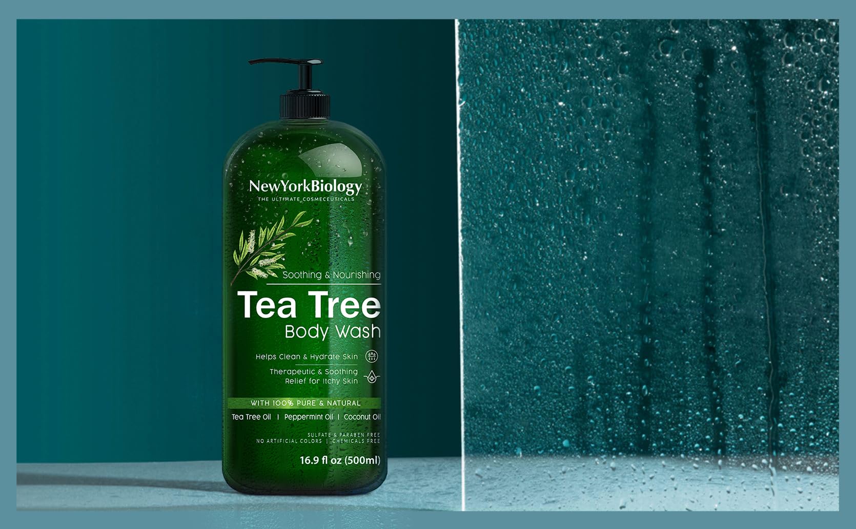 New York Biology Tea Tree Oil Body Wash & Foot Cream for Dry Cracked Feet - Helps Treat Jock Itch, Itchy Skin, Nail Fungus, Athlete's Foot, Eczema & Body Odor - Moisturizing Cream for Men & Women - Perfect for Shower, Post-Workout & Daily Foot Care
