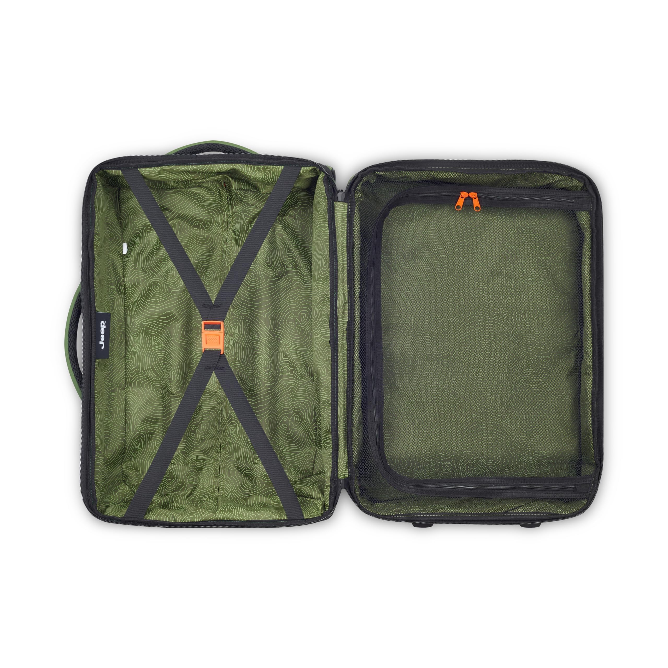 Jeep JS006B 2-Wheel Rolling Duffle Bag - Waterproof Travel Luggage for Camping, Gym & Weekend Getaways