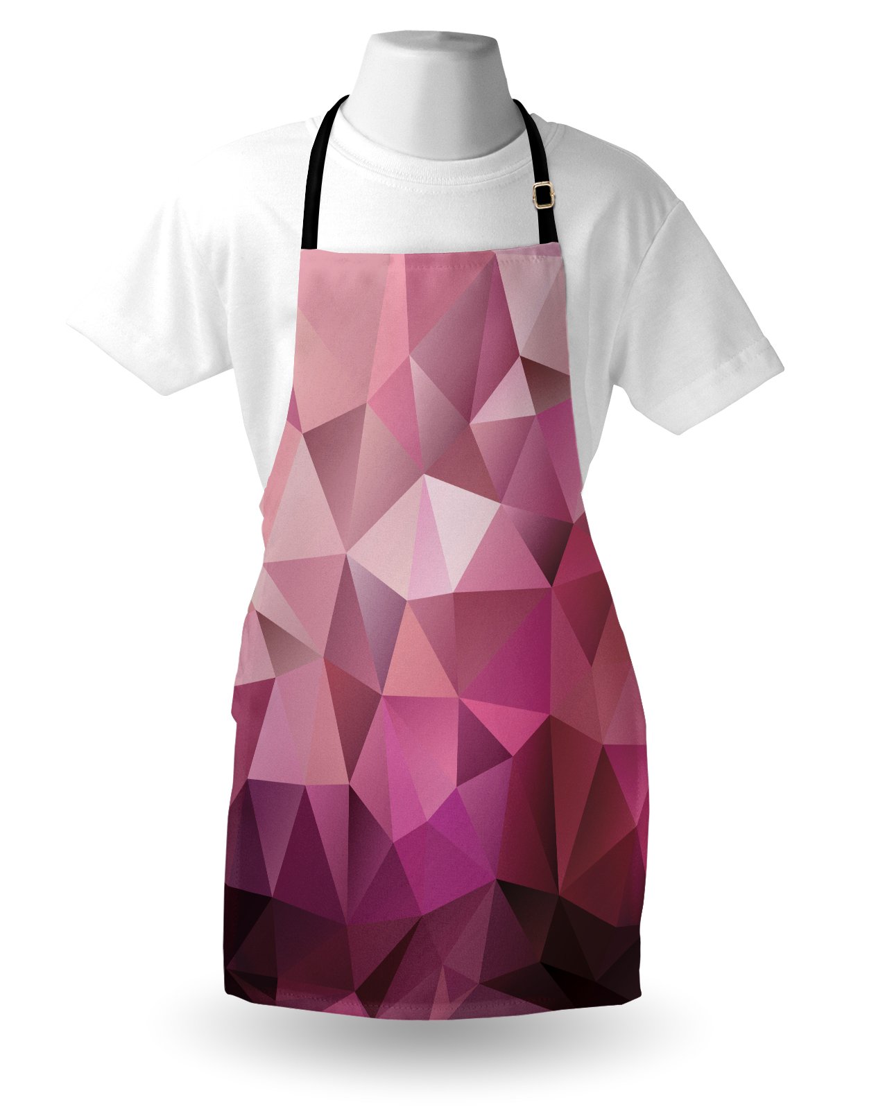 Ambesonne Abstract Triangle Geometric Print Unisex Kitchen Apron - Adjustable Neck Bib for Cooking, Baking, Gardening - Rose Pink Monochrome Design - Perfect for Home Chefs, BBQ Parties & Art Workshops