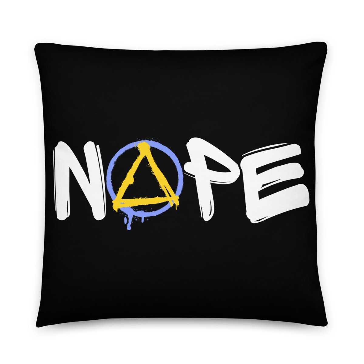Graffiti Sobriety Symbol 'Nope' Throw Pillow - Motivational Decor for Recovery Rooms, AA Meetings & Sober Living Spaces
