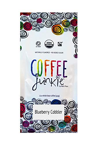 Organic Decaf Blueberry Cobbler Flavored Coffee Beans - 12oz Ground Coffee - Naturally Flavored, Chemical-Free - Perfect for Morning Brew & Afternoon Relaxation