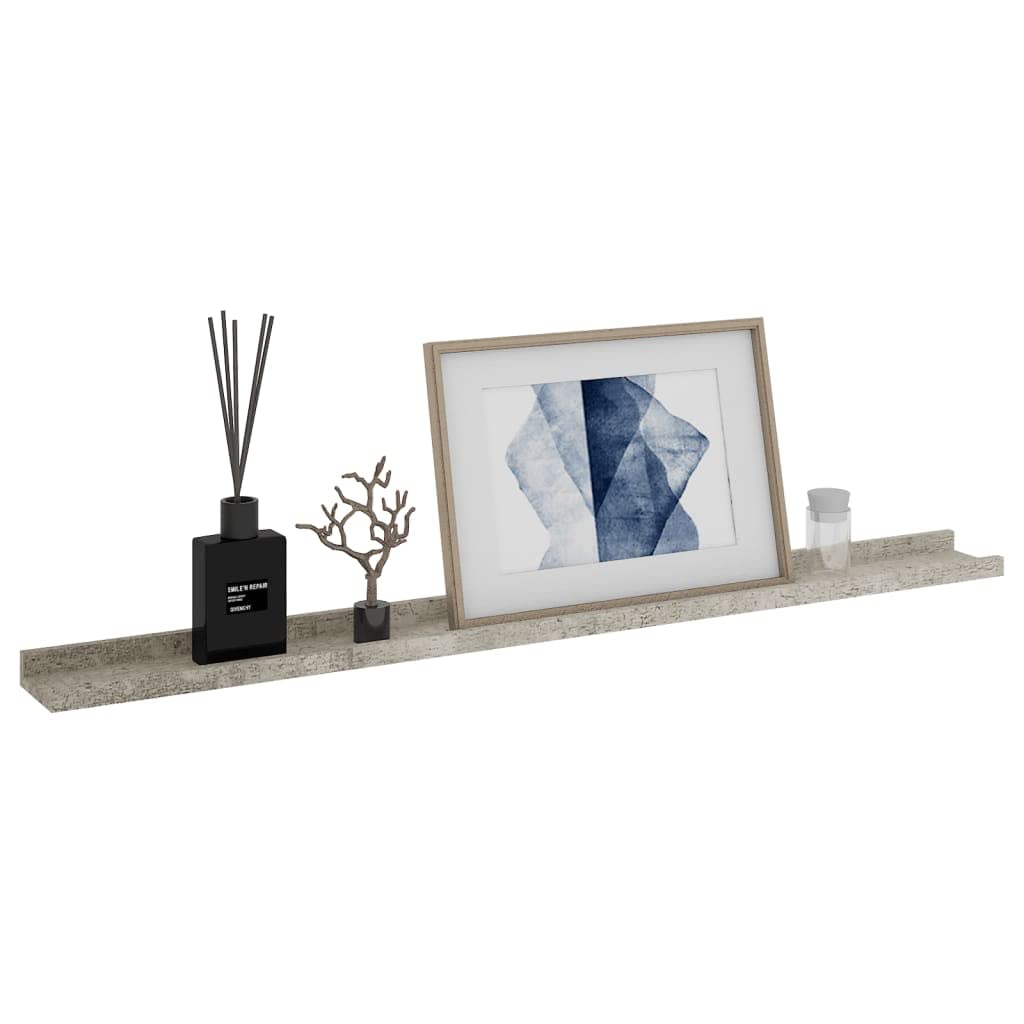 2 Pack Floating Wall Shelves - Modern Minimalist Concrete Gray Shelving (39.4