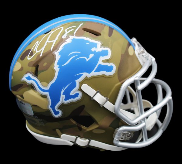 Calvin Johnson Autographed Detroit Lions Speed Camo NFL Mini Helmet - Limited Edition Collectible for Football Fans & Sports Memorabilia Enthusiasts - Perfect for Display, Gifts, and Game Room Decor