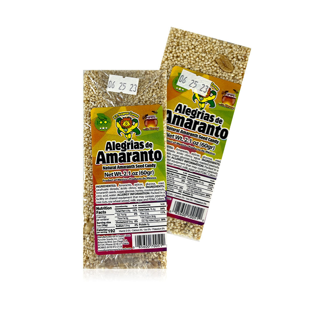 Organic Amaranth Alegrias El Leon | 20 Count Box | Gluten-Free Mexican Candy | Perfect for Parties, Gifts & Healthy Snacking