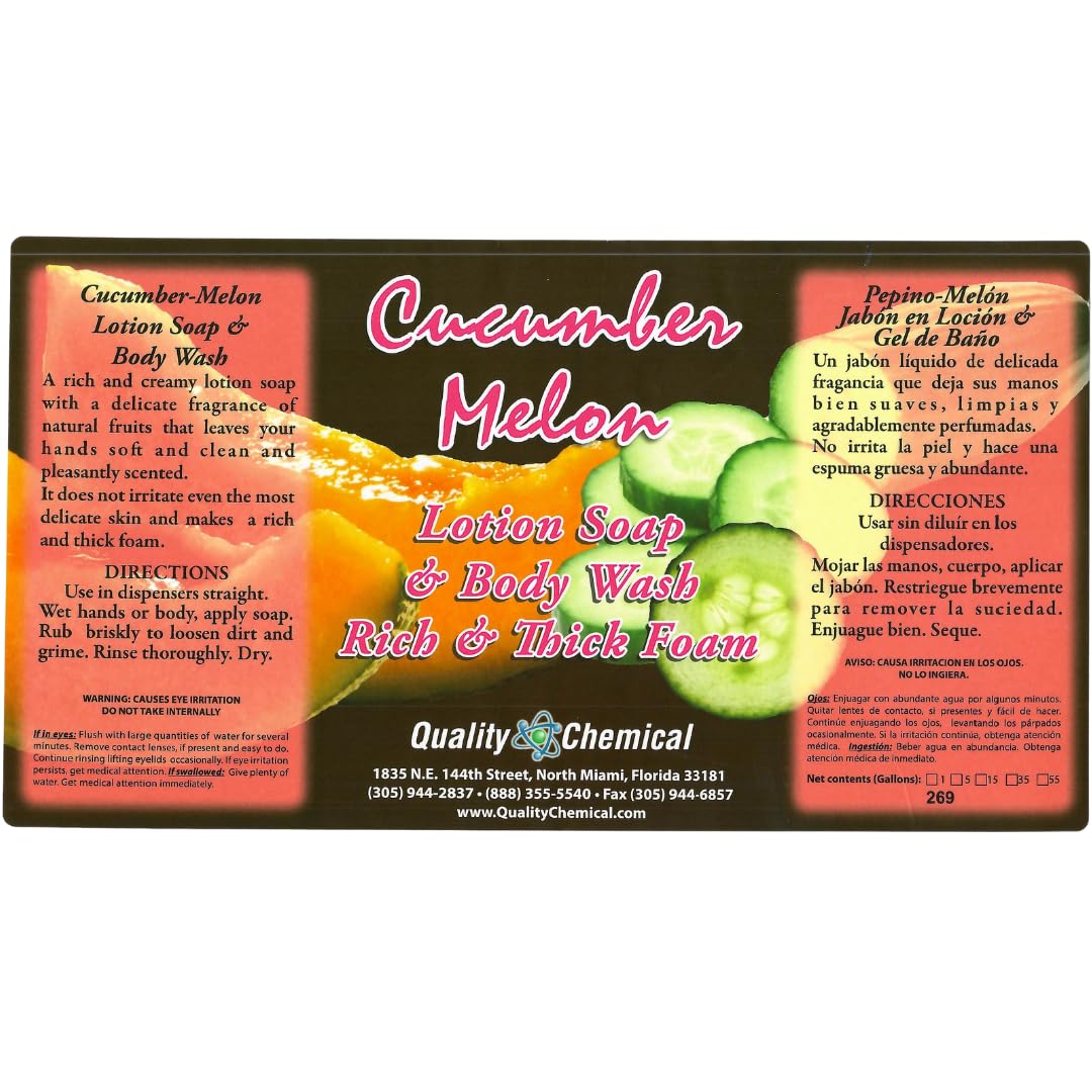 Premium Cucumber Melon Hand Soap & Body Wash - 128 oz (Pack of 2) - Moisturizing Liquid Soap with Natural Fragrance for Home, Kitchen & Bathroom Use