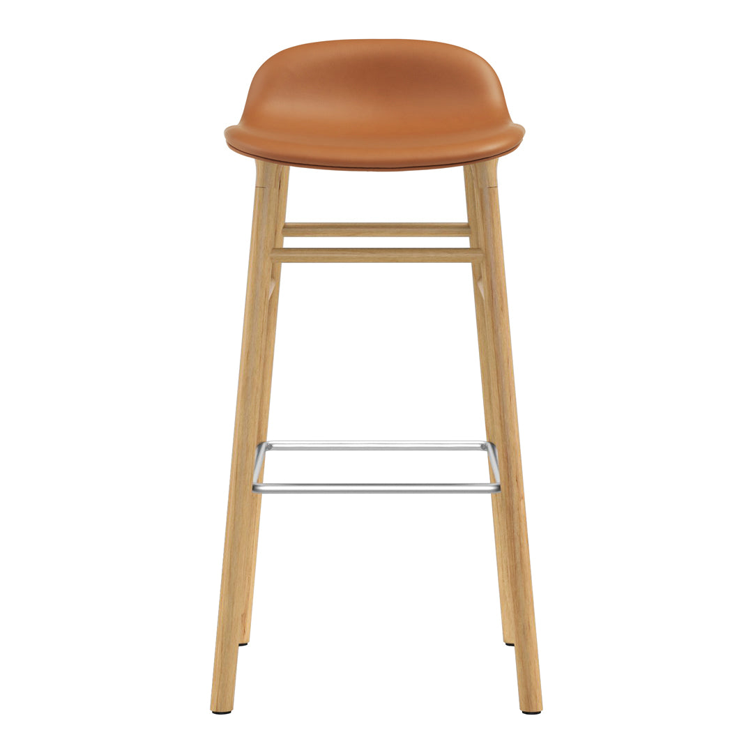 Modern Form Bar Stool with Wooden Legs & Upholstered Seat - Perfect for Kitchen Islands, Home Bars & Dining Counter Height Tables