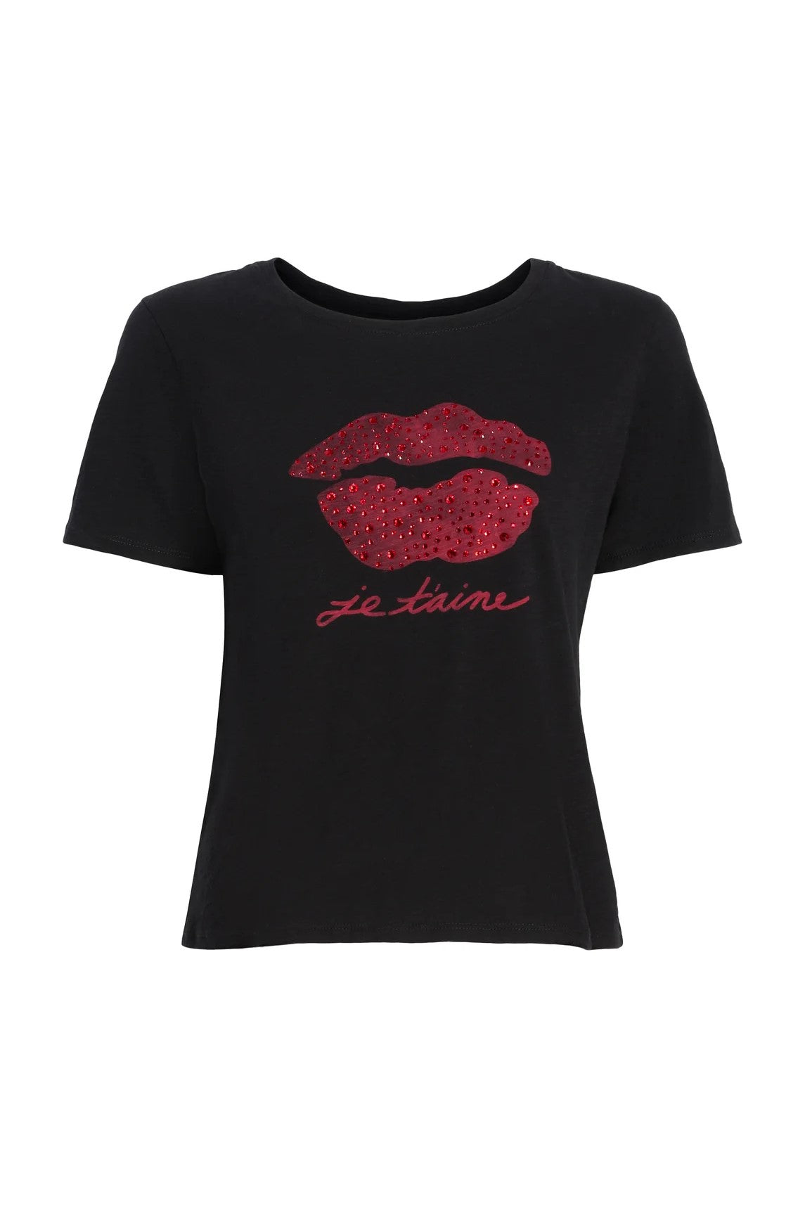 Cinq A Sept Kisses Je T'aime Shrunken Tee - Women's French Love Graphic T-Shirt for Casual Wear & Date Nights