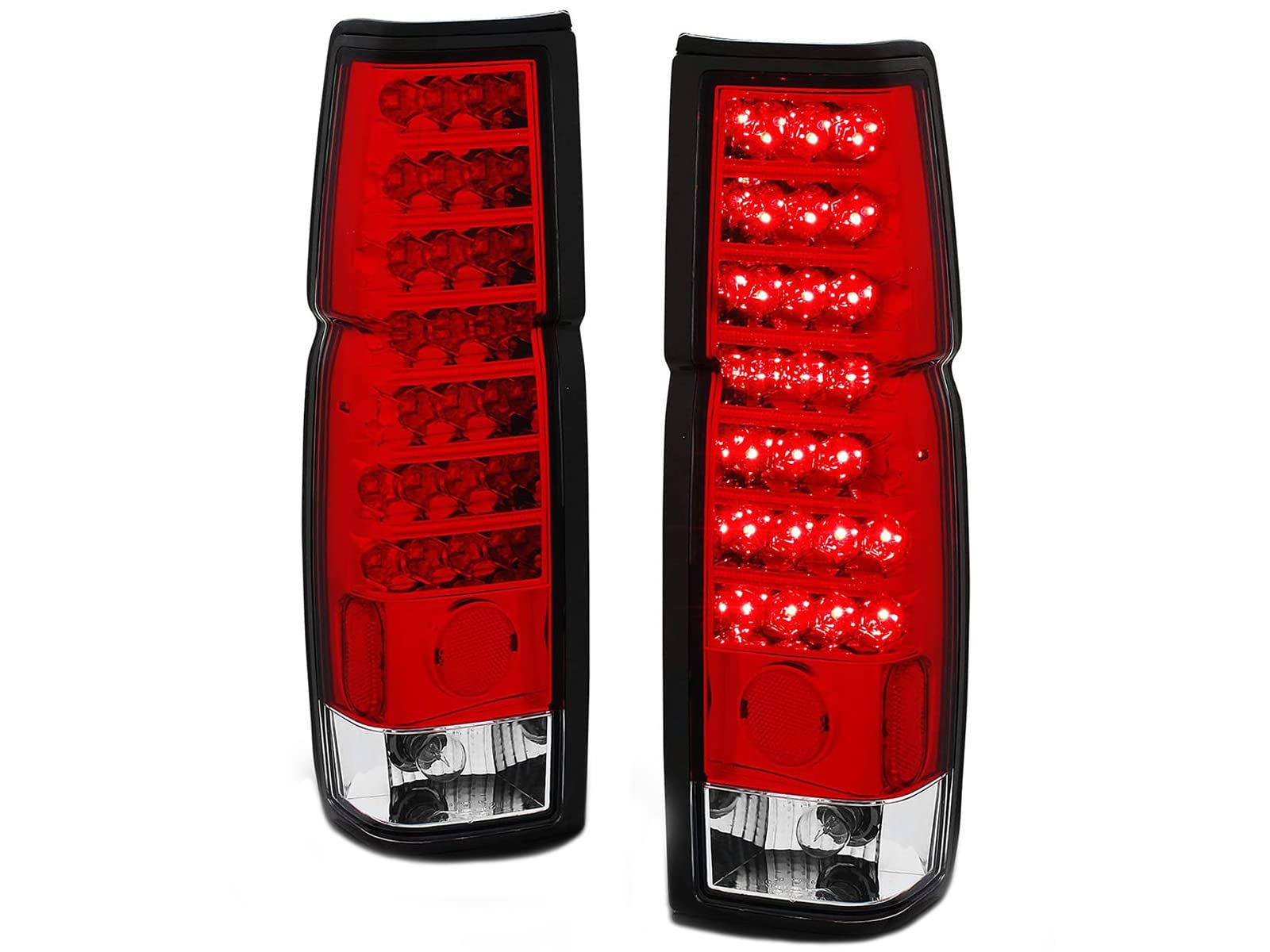 AmeriLite Red/Clear LED Tail Lights for Nissan Hardbody - Left & Right Pair - Durable, Bright, Easy Installation for Pickup Trucks & Off-Road Adventures