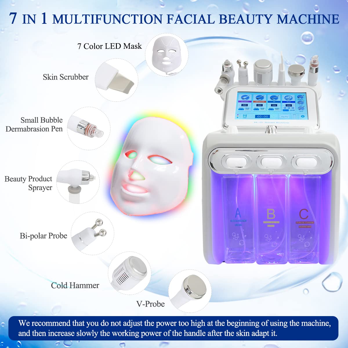FAZJEUNE Professional Hydro Oxygen Jet Micro Bubbles Sprayer - 7 Color LED Facial Mask Pore Cleaner for Blackhead Removal & Microdermabrasion | Home & Spa Skin Care Beauty Machine for Deep Cleansing & Rejuvenation