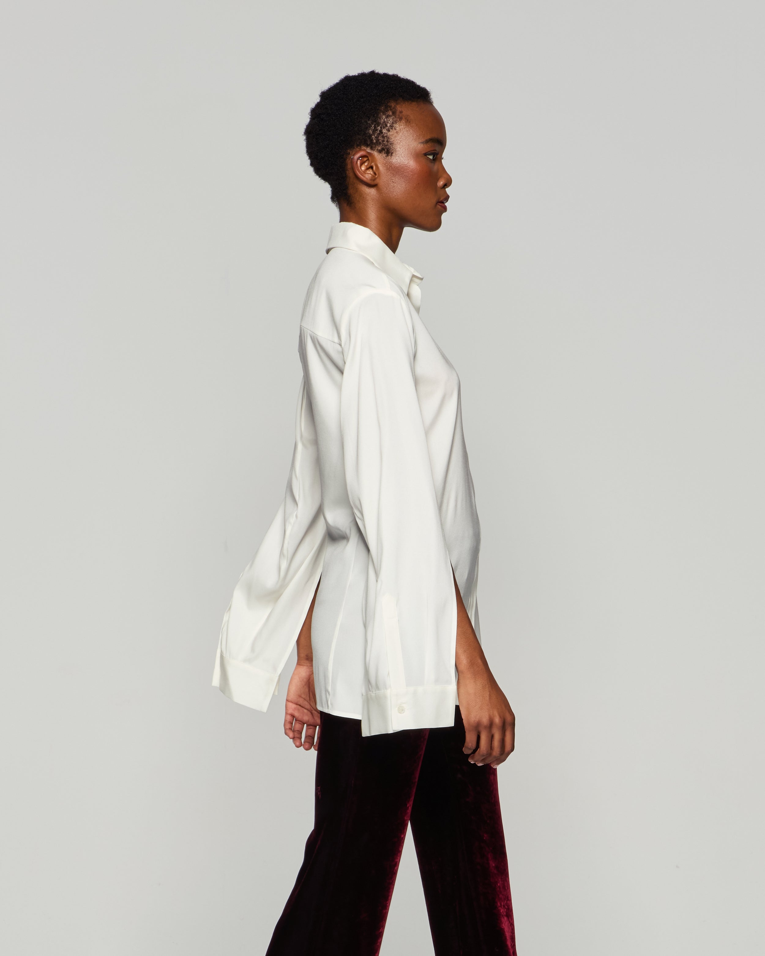 Elegant Silk Cape Sleeve Blouse in Cream - Perfect for Evening Parties, Weddings & Formal Occasions