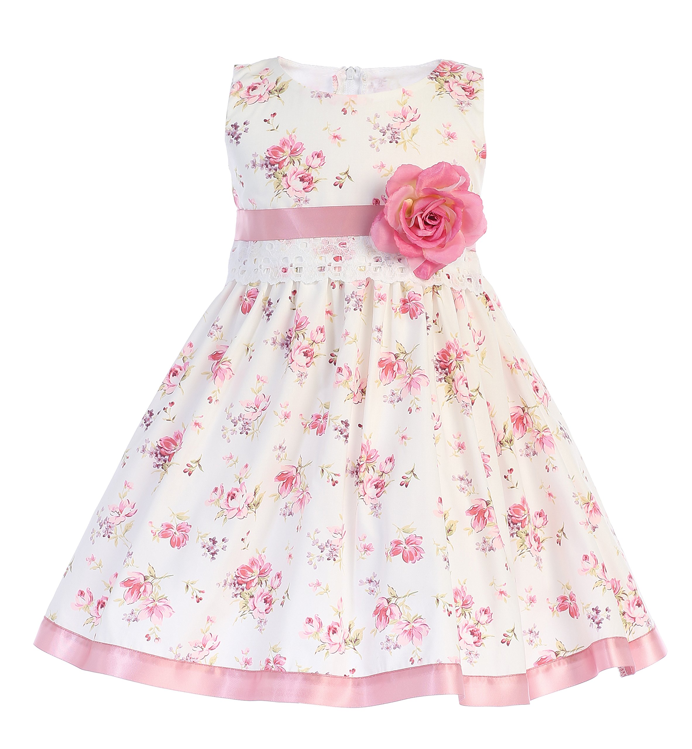 Lito Girls Easter Dress - Cotton Floral Print Spring Dress for Toddler & Kids - Perfect for Easter Sunday, Spring Photoshoots & Family Gatherings