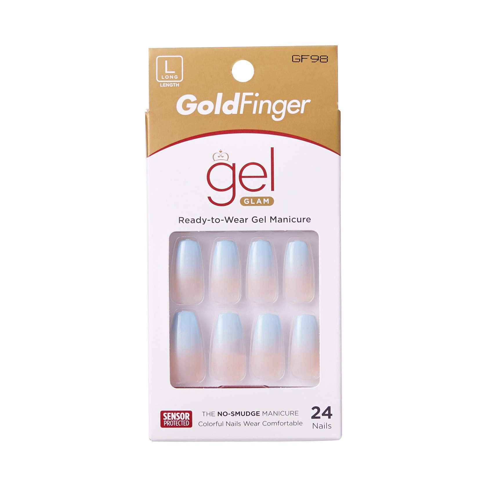 Gold Finger Full Cover Nails Gel - Glam Ready to Wear Gel Manicure Long Fake Nails for Women | Perfect for Parties, Weddings & Special Occasions