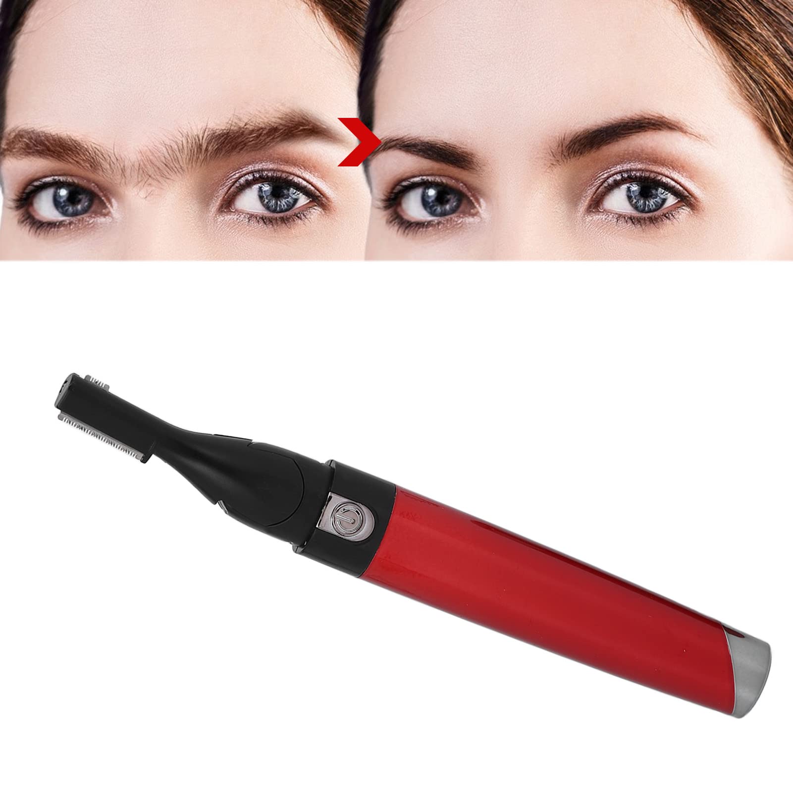 Electric Eyebrow Epilator for Women - Painless Facial Hair Removal, Safe & Effective at Home (Red) | Perfect for Eyebrow Shaping, Upper Lip & Chin Hair Removal
