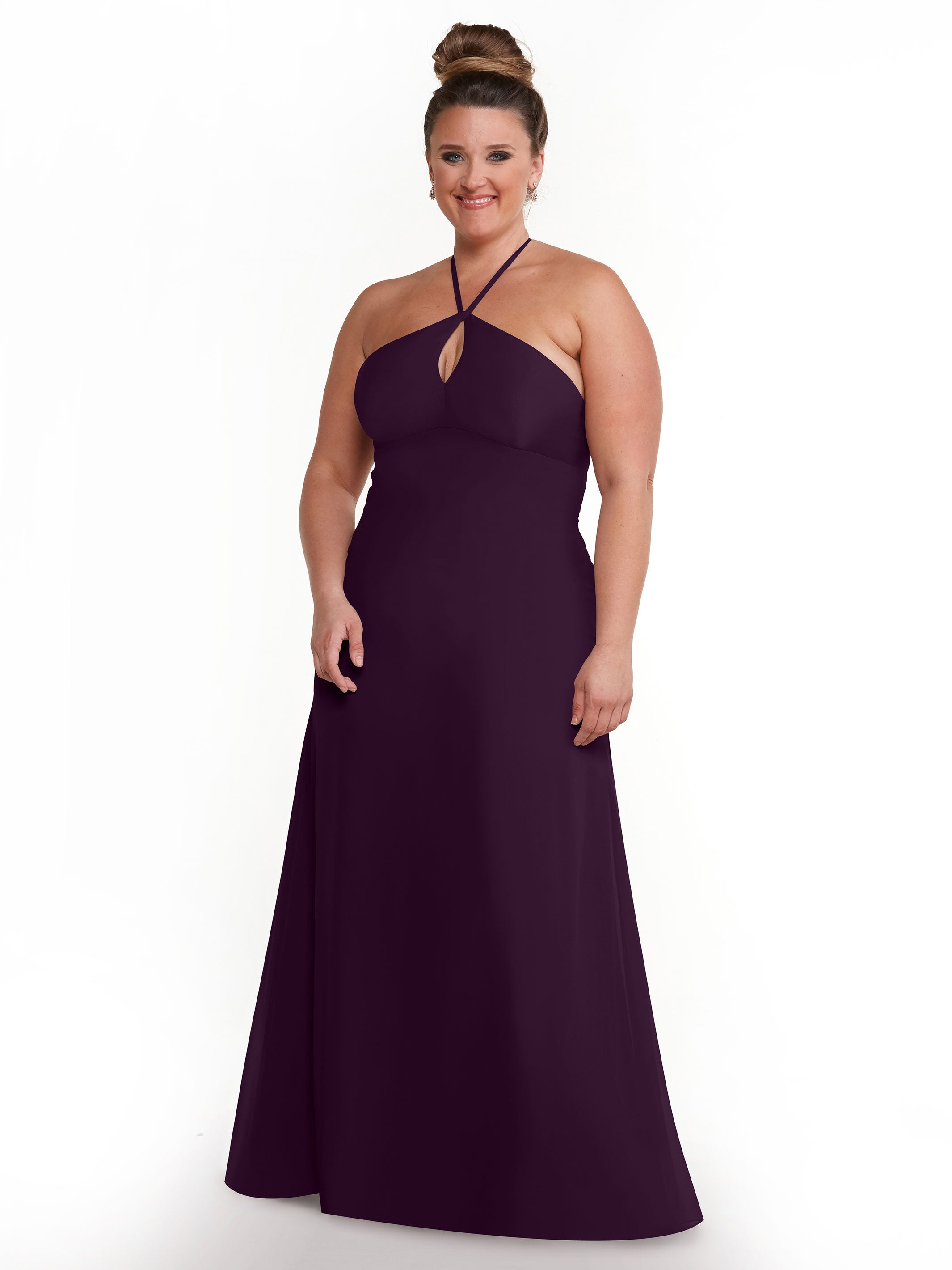 Elegant A-Line Chiffon Bridesmaid Dress with Keyhole Halter Neckline - Perfect for Weddings, Formal Events & Special Occasions