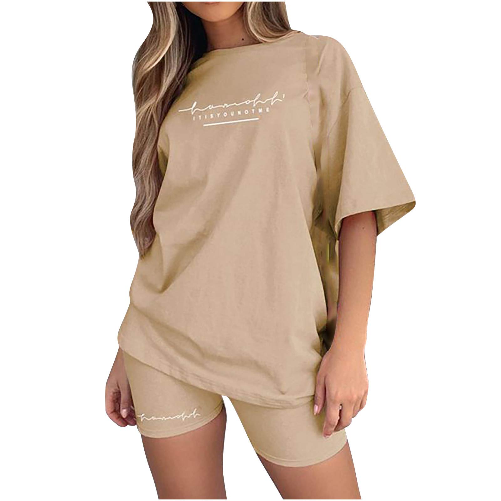 Women's Oversized Lounge Set - Batwing Sleeve Casual Top & Shorts 2-Piece Outfit | Summer Sweatsuit & Pajama Set for Home, Travel & Relaxation
