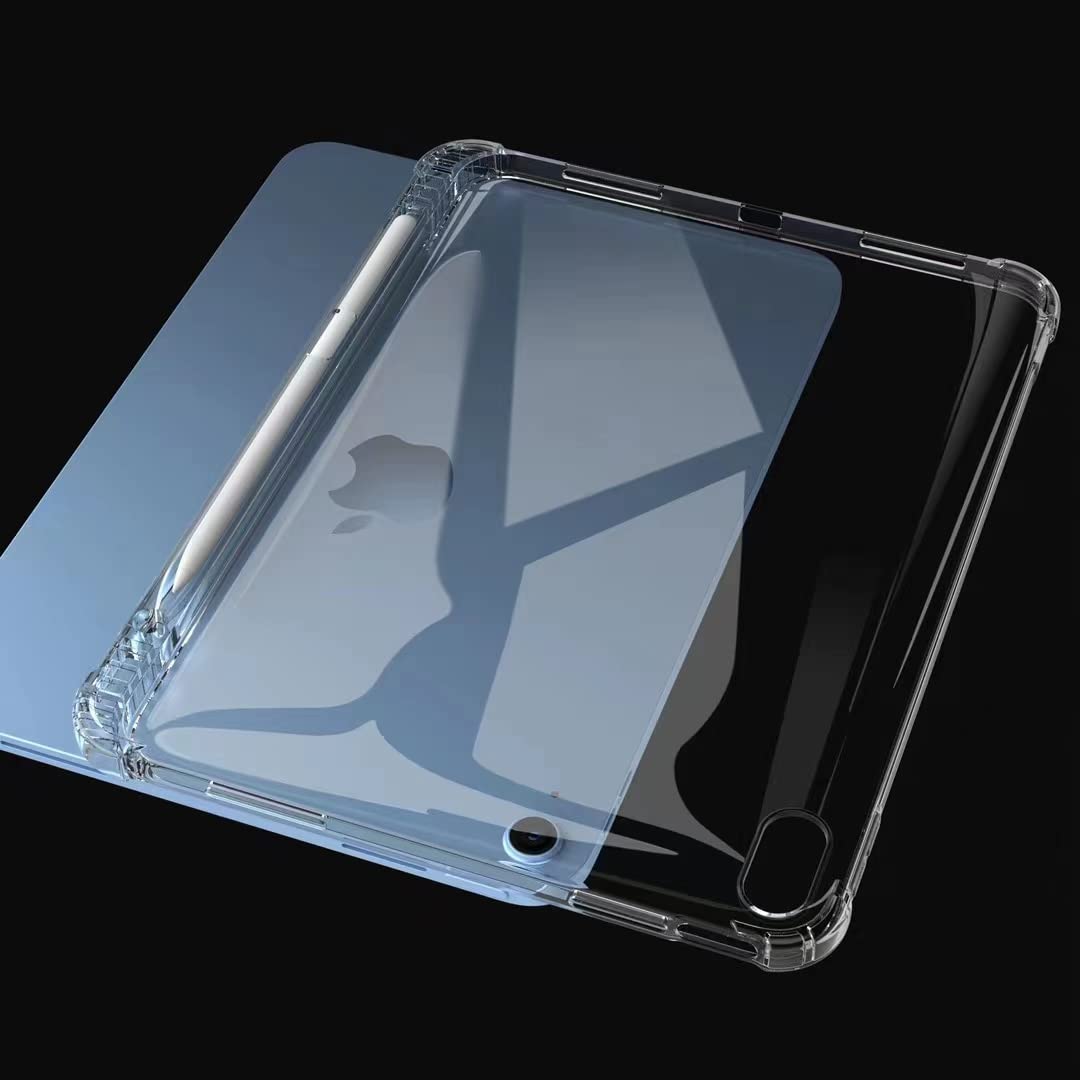 Clear Protective Case for iPad 11th/10th Gen 10.9-inch (2025/2022 Model) - Slim Flexible Lightweight TPU Silicone Cover with Apple Pencil Holder - Perfect for Work, School & Travel (Transparent)