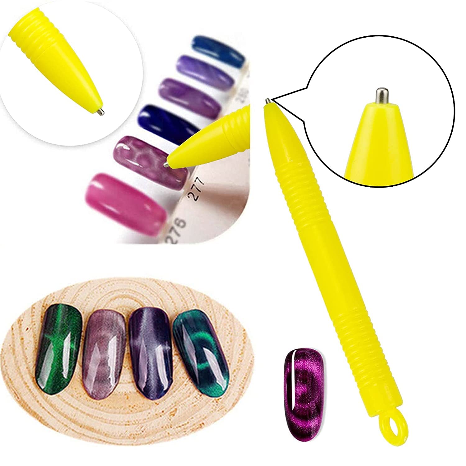 DANNEASY 8pcs 3D Cat Eye Magnetic Gel Polish Set with Nail Magnet Wand - Nail Art Design Tools for Stunning Manicures at Home or Salon