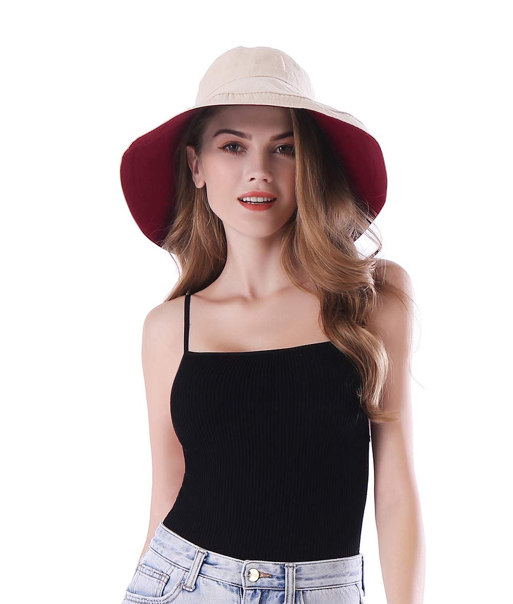 AMAKU Women's Wide Brim Sun Hat - Packable, Foldable UV Protection Bucket Hat for Beach, Travel & Outdoor Activities