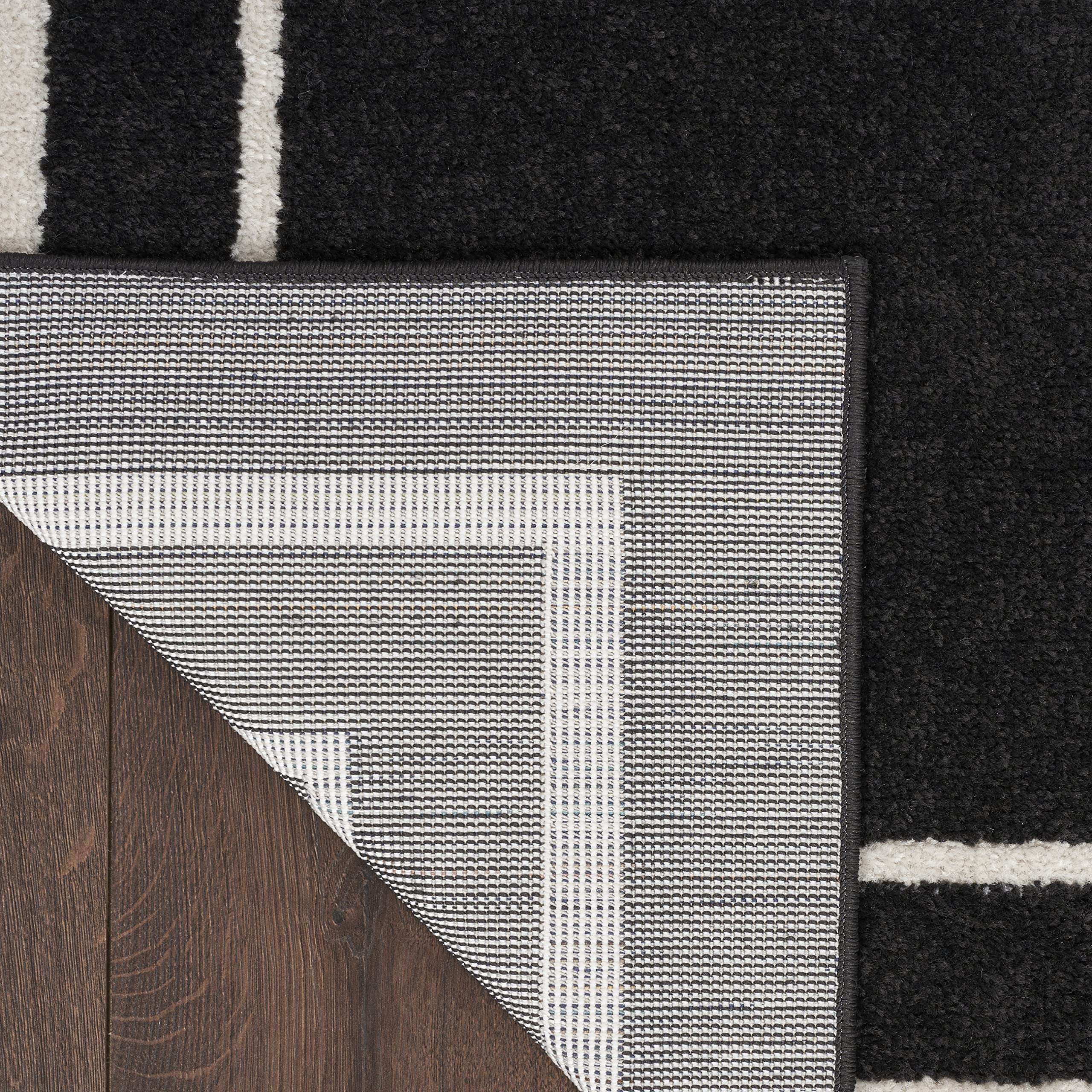 Nourison Essentials 8' x 10' Indoor/Outdoor Area Rug - Black Ivory, Easy to Clean, Non-Shedding for Bedroom, Living Room & Dining Room | Perfect for Backyard, Deck & Patio Use