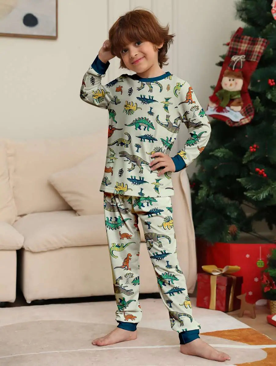 Dinosaur Matching Family Christmas Pajamas Set - Cute Holiday Sleepwear for Kids & Adults - Perfect for Family Photos & Cozy Winter Nights