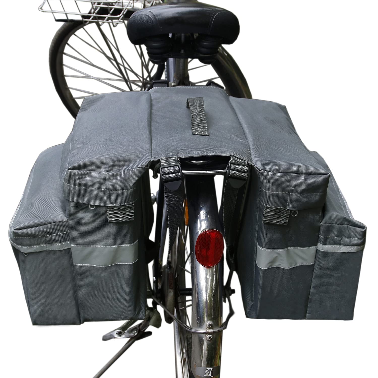 GRTE Water-Resistant Bike Pannier Bags - Reflective Rear Rack Saddle Bags with Large Pockets for Cycling Commuting & Outdoor Adventures