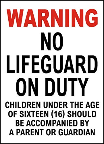Vinyl Stickers Bundle - Safety & Warning Signs, Warehouse Stickers, Delaware No Lifeguard Sign - 6 Pack (13