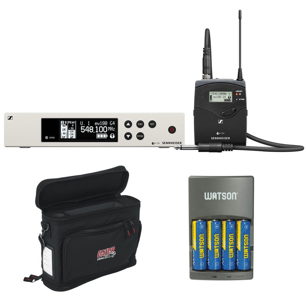 Sennheiser EW 100 G4 Wireless Instrument System with CI 1 Guitar Cable (516-558 MHz) | Gator Cases GM-1W Mobile Pack & 4-Hour Rapid Charger | Perfect for Live Performances, Studio Recording & On-Stage Guitarists