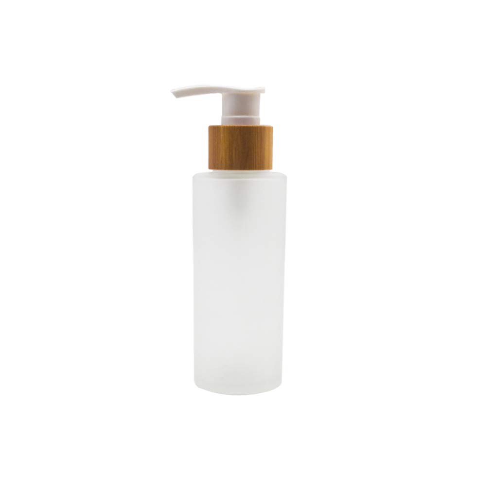 100ml Glass Soap Dispenser with Wooden Pump - Refillable Lotion Bottle for Shampoo, Cream & Toiletries | Elegant Bathroom & Kitchen Organizer for Liquid Soap, Hand Wash & Beauty Products