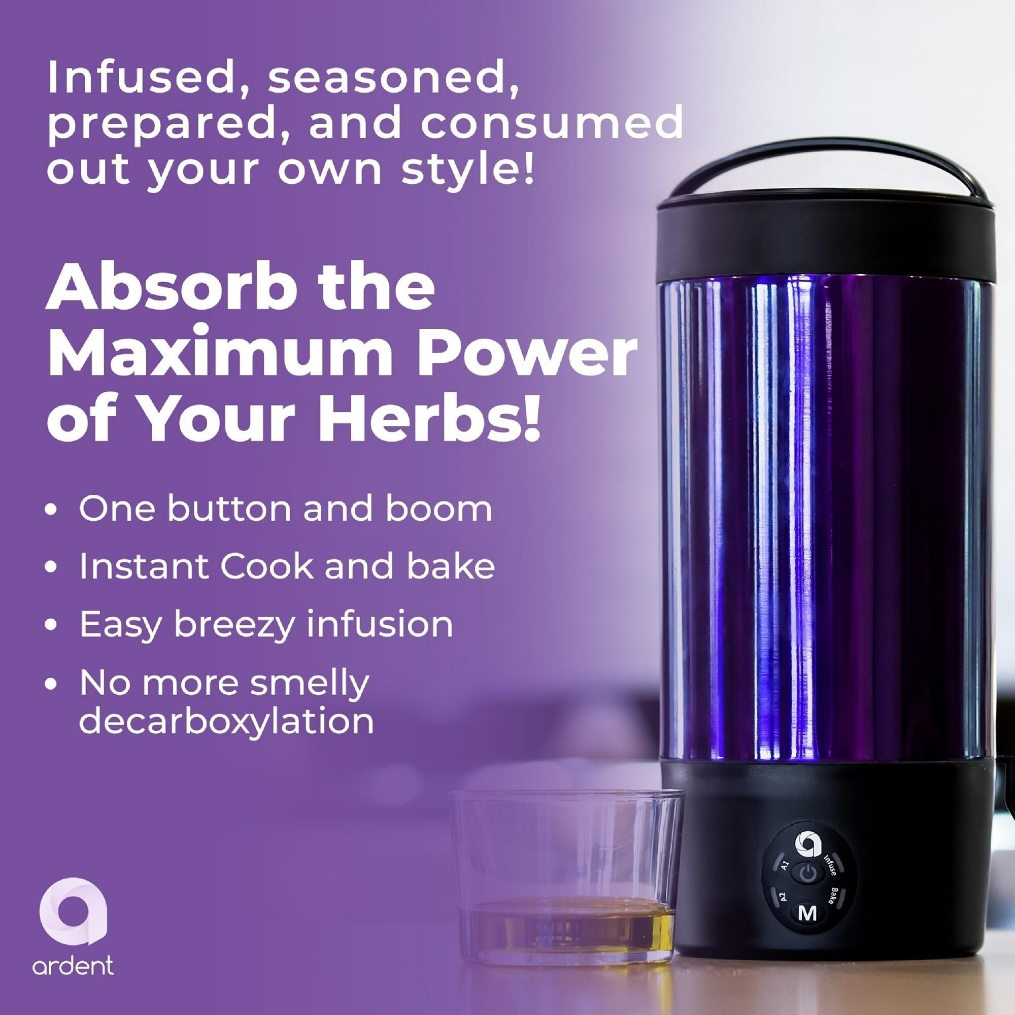 Ardent FX Decarboxylator 110V with Bluetooth - 3-in-1 Portable Decarboxylation & Herbal Infuser Machine for Butter, Oil, and Herbs - Quick Effortless Decarboxylation for Home Cooking, Baking, and DIY Infusions