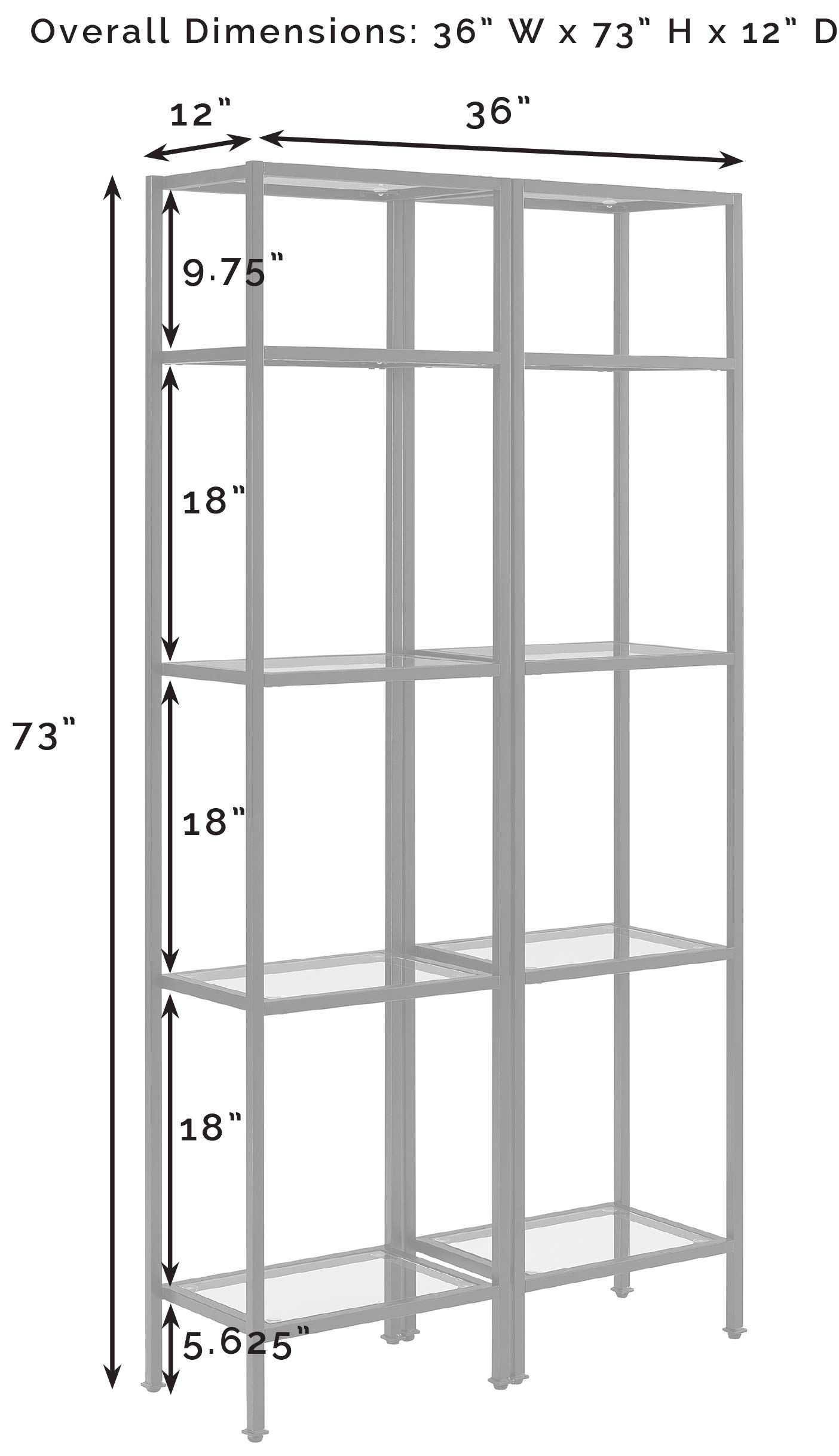 Crosley Aimee 2-Piece Bookshelf Set with Glass Shelves - Modern Bookcase Storage in Oil-Rubbed Bronze Finish for Living Room, Office & Home Decor
