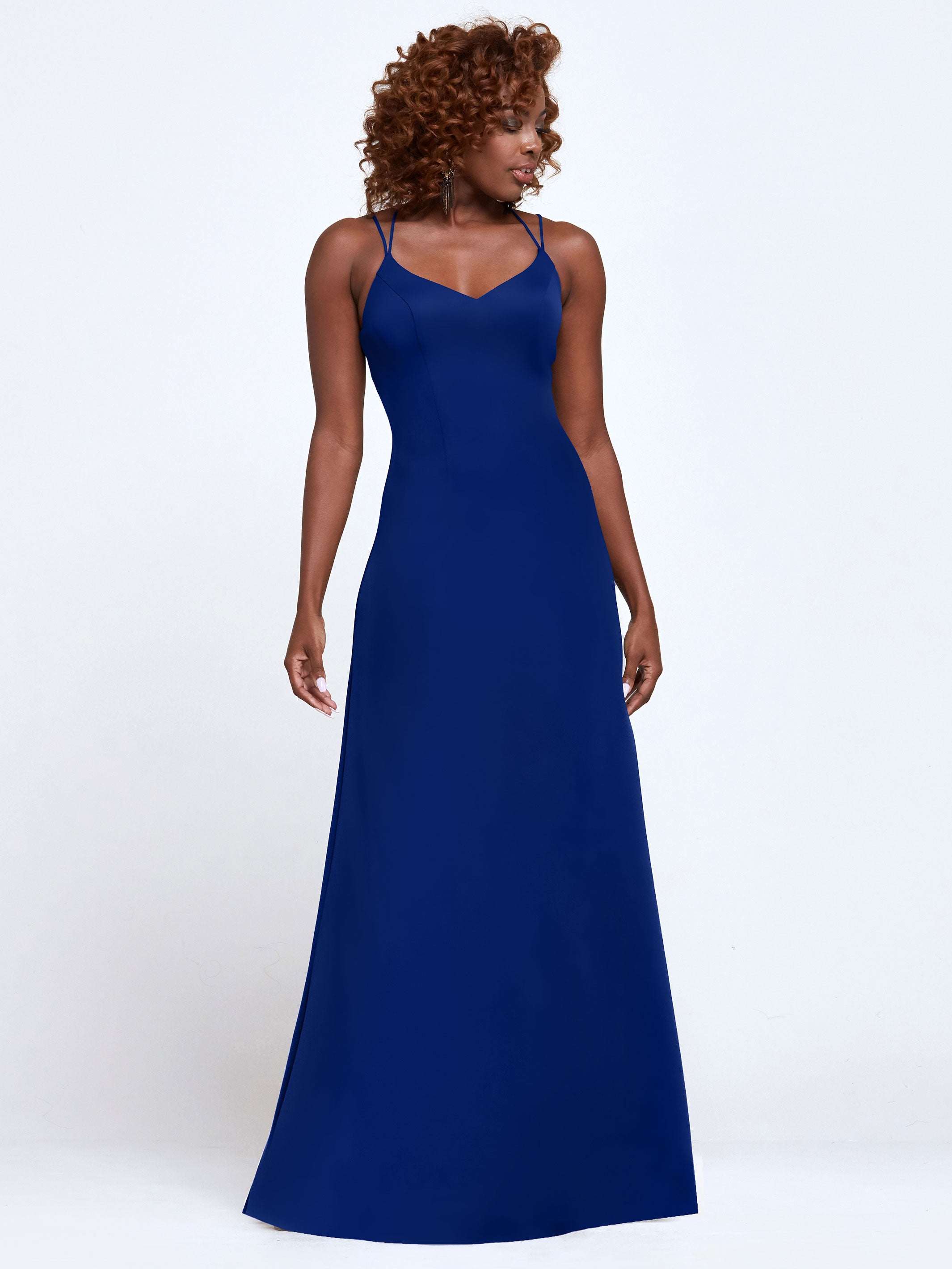Elegant 83045 Double Knit A-Line Bridesmaid Dress with Adjustable Spaghetti Straps - Perfect for Weddings, Formal Events & Special Occasions