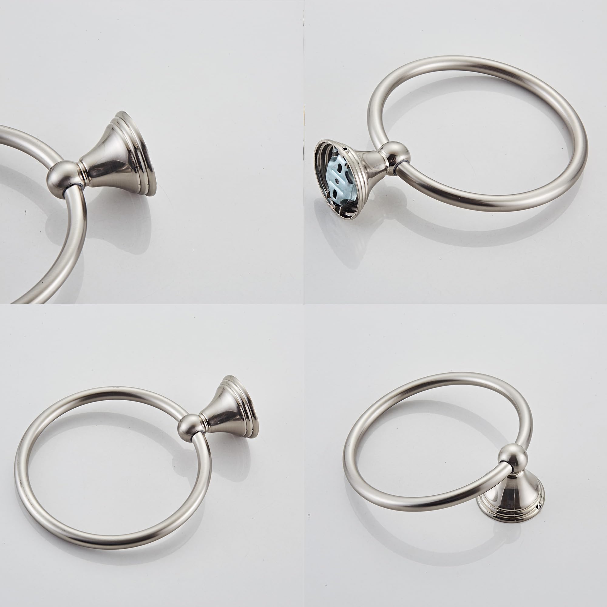 Brushed Nickel Towel Ring - Bathroom Wall Holder for Hand Towels | 1 Pack