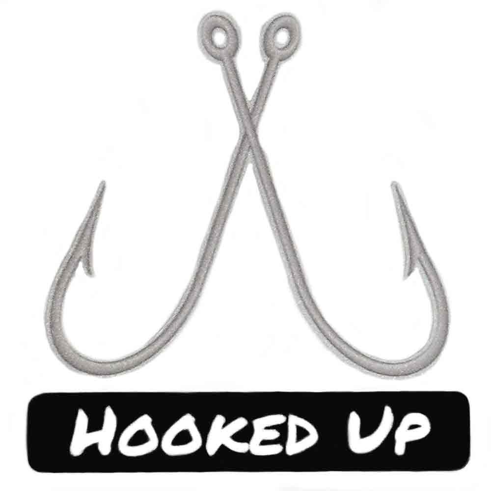 Crossed Fish Hooks Decal - Durable Vinyl Sticker for Fishing Gear, Boats & Coolers - Perfect for Anglers & Outdoor Enthusiasts