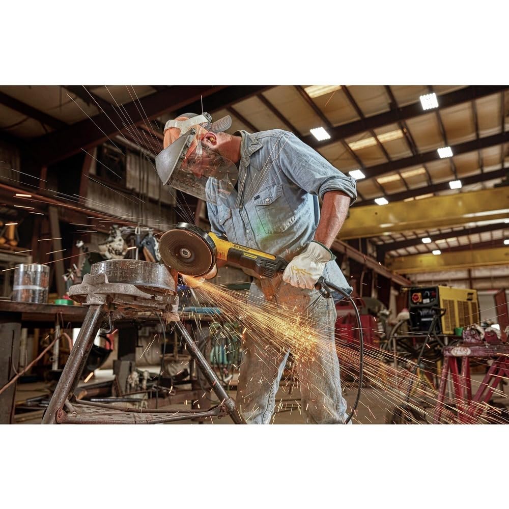 DEWALT 7-Inch 13-Amp Angle Grinder with RAT Tail - Heavy Duty Power Tool for Metal Cutting, Grinding & Polishing - Perfect for Construction, Welding & DIY Projects (DWE43840CN)