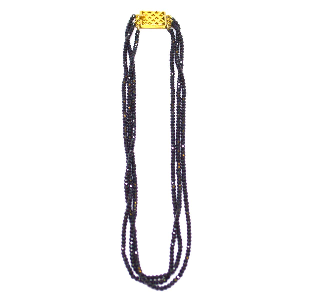Sparkling Natural Black Spinel Beaded Triple Strand Necklace for Women | Elegant Spinel Jewelry for Evening Party, Wedding & Special Occasions