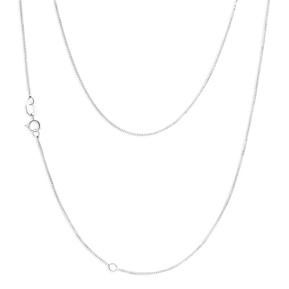 9ct White Gold 45cm Box Chain Necklace with Extender - Elegant Jewelry for Women, Perfect for Everyday Wear, Gifts & Special Occasions