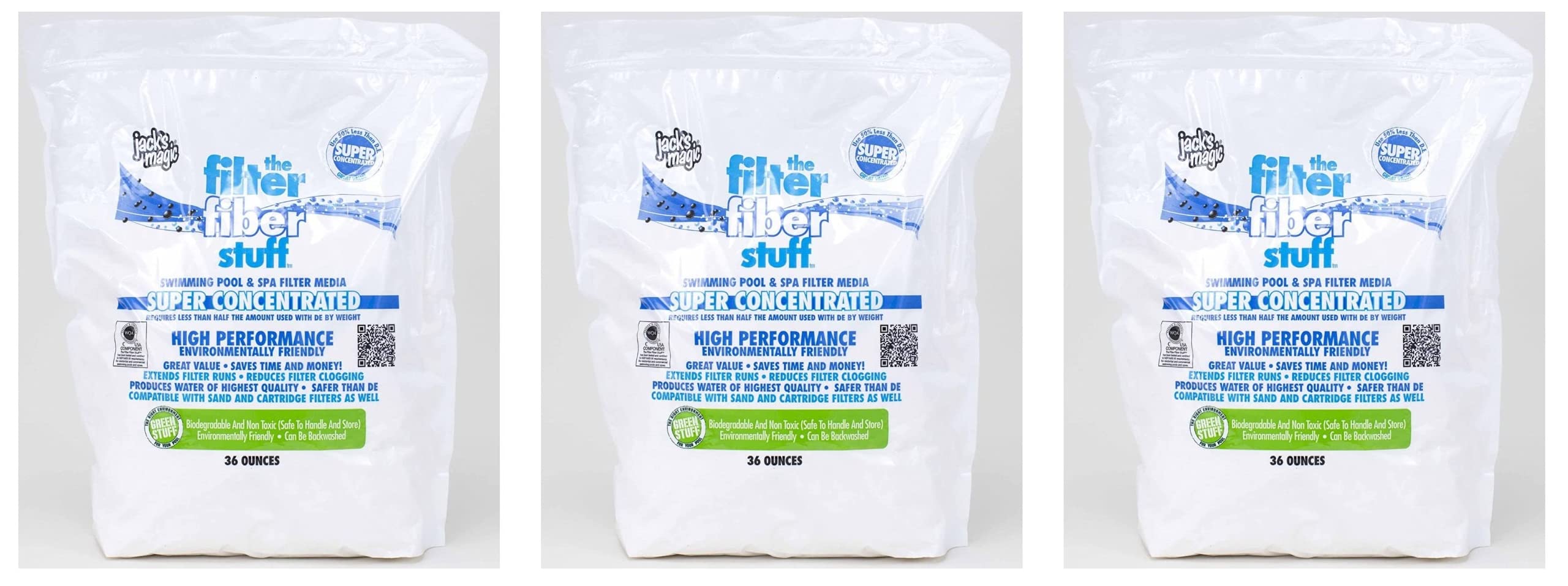Jack's Magic The Filter Fiber Stuff - 36 oz (Three Pack) - Pool & Spa Filter Cleaning Aid for Crystal Clear Water