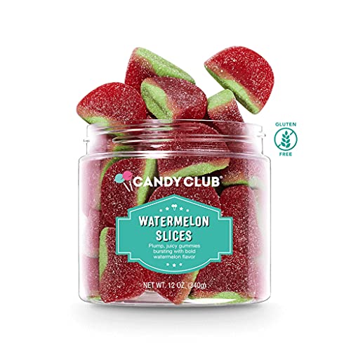 Gourmet Gummy Watermelon Slices - Gluten Free Sweet & Sour Chewy Candy - 12oz Jar for Parties, Gifts, Snacks & Candy Buffets - Perfect for Movie Nights, Office Treats & Birthday Celebrations