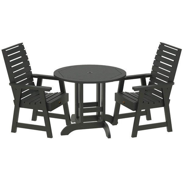 Glennville 3-Piece Round Dining Table Set for Kitchen, Breakfast Nook & Small Spaces - Patio, Balcony or Indoor Use